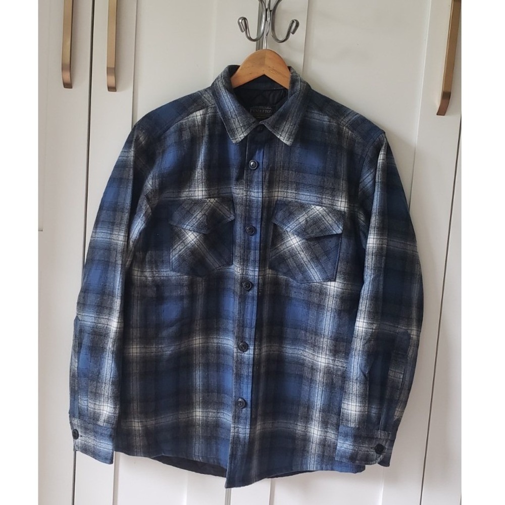 Pendleton Wool Shacket Mens Small Navy Plaid Work… - image 1